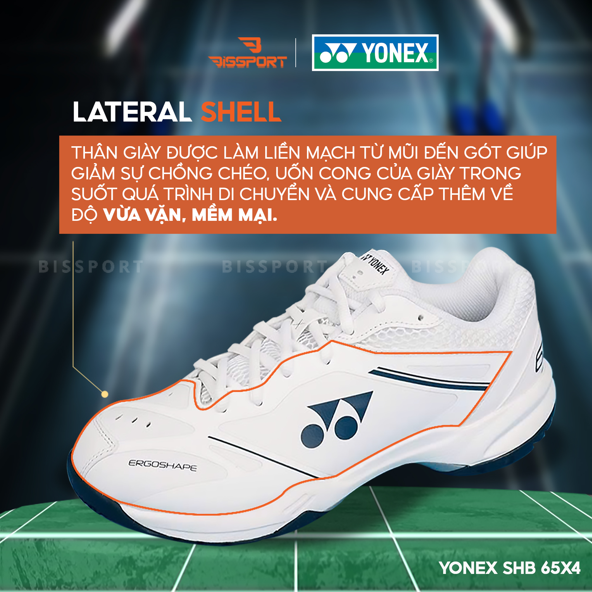 Giày Cầu Lông Yonex 65X4 VA Chính Hãng - Trắng Xanh Lá - Fit Chân - Độ Bám Tốt - Êm Đệm Mây - Chống Chấn - Thoáng Mát